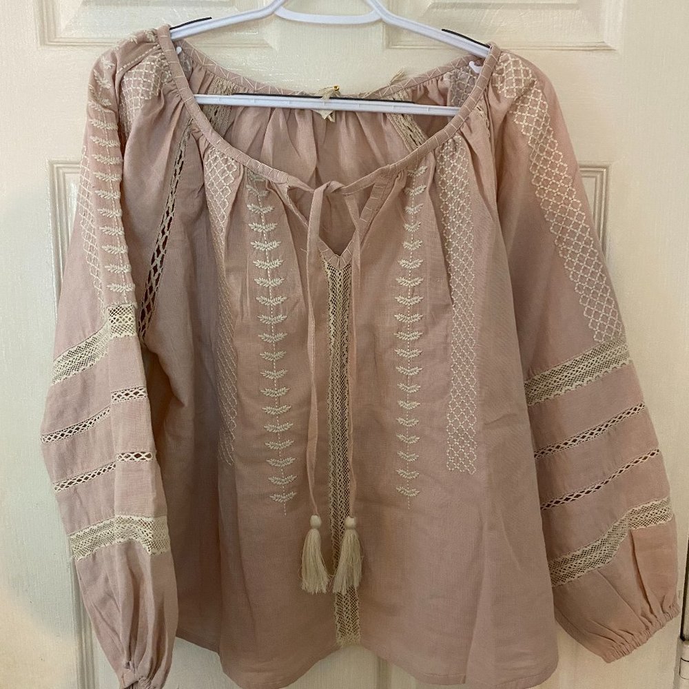 Pink  Peasant Blouse Size Small NWT